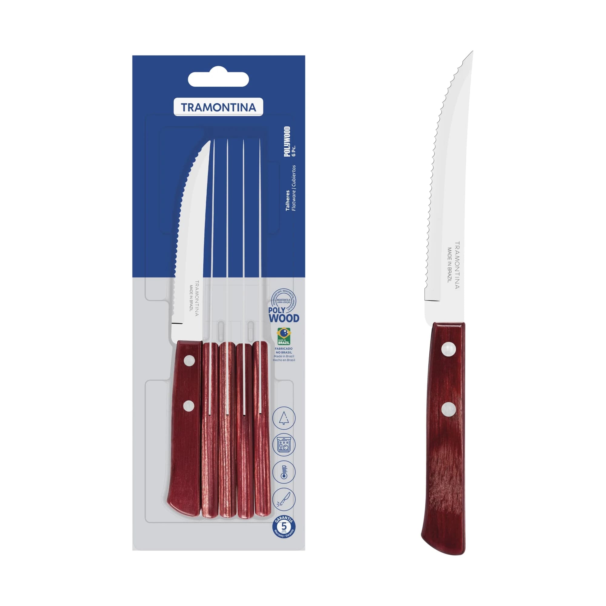 Conjunto de Facas para Churrasco Tramontina 6 Peças Vermelho