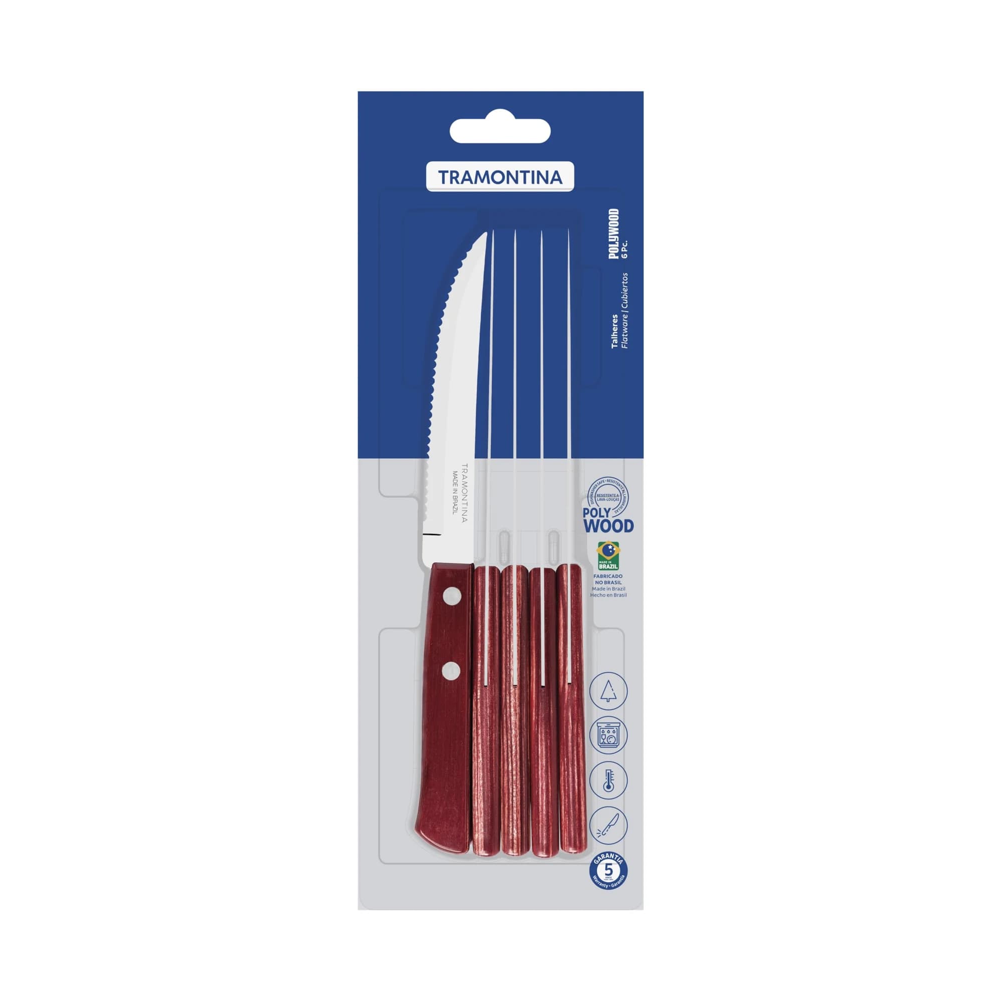 Conjunto de Facas para Churrasco Tramontina 6 Peças Vermelho