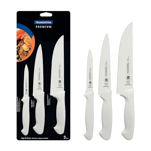 Jogo de Facas Tramontina Premium 3 Peças Branco