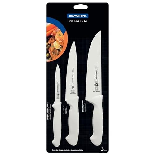 Jogo de Facas Tramontina Premium 3 Peças Branco