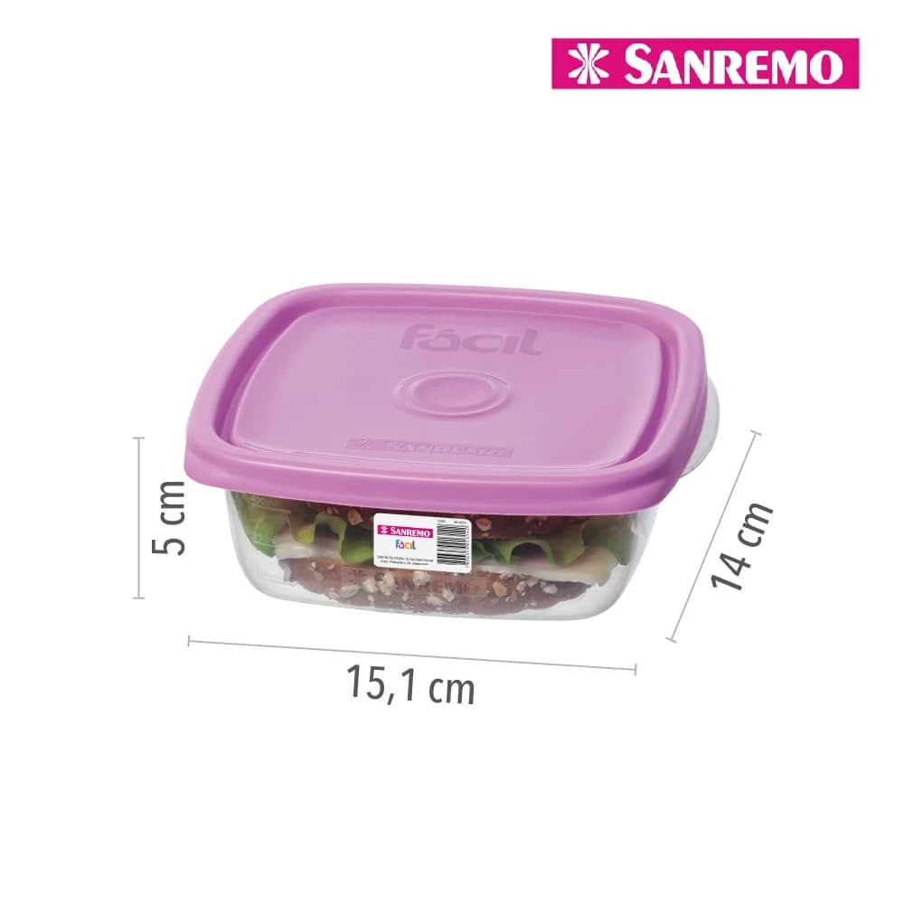 Conjunto de Potes Herméticos Sanremo Fácil 530ml 5 Peças