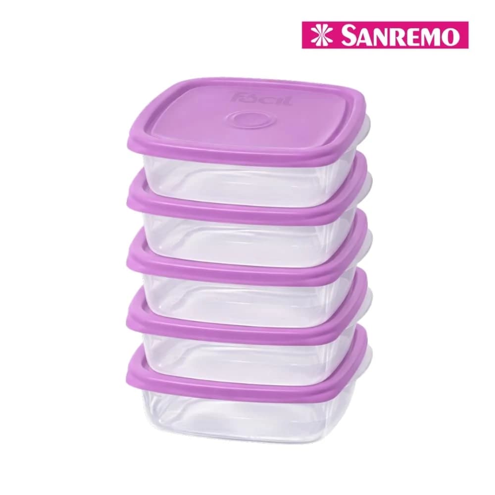 Conjunto de Potes Herméticos Sanremo Fácil 530ml 5 Peças