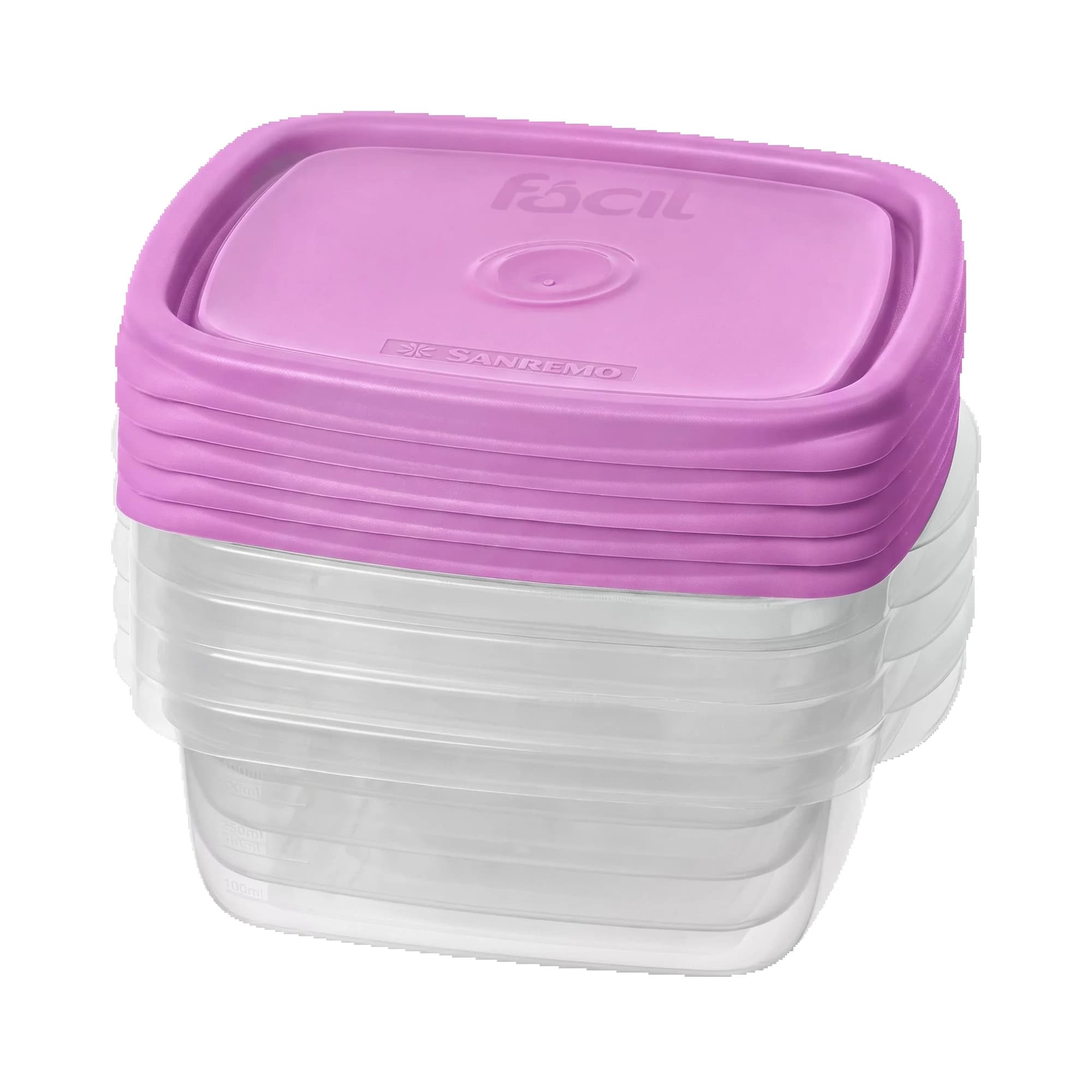 Conjunto de Potes Herméticos Sanremo Fácil 530ml 5 Peças
