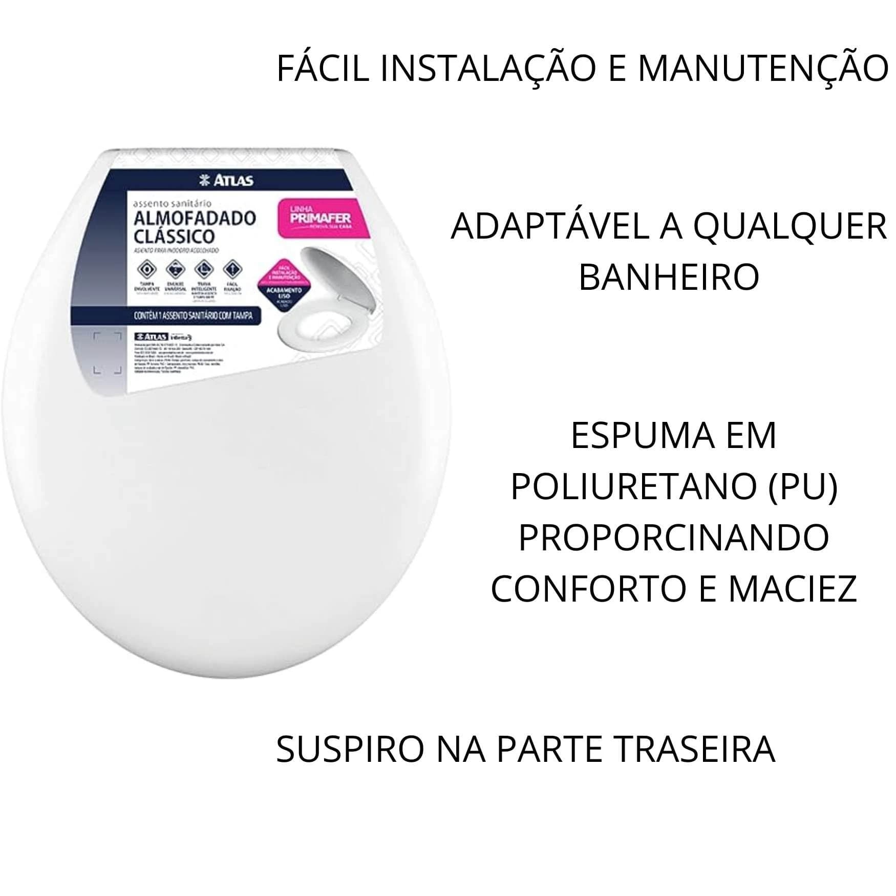 Assento Sanitário Atlas Almofadado Clássico Branco