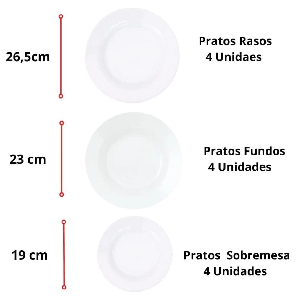 Aparelho de Jantar Duralex Menu 16 Peças Branco