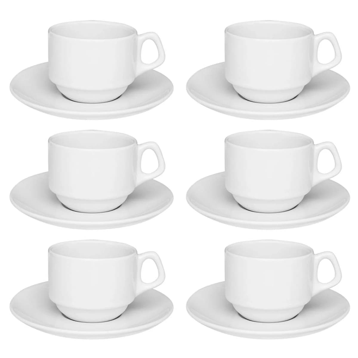 Oxford Conjunto Com Xícaras De Chá Com Pires 200ml 06 Peças Gourmet Branco