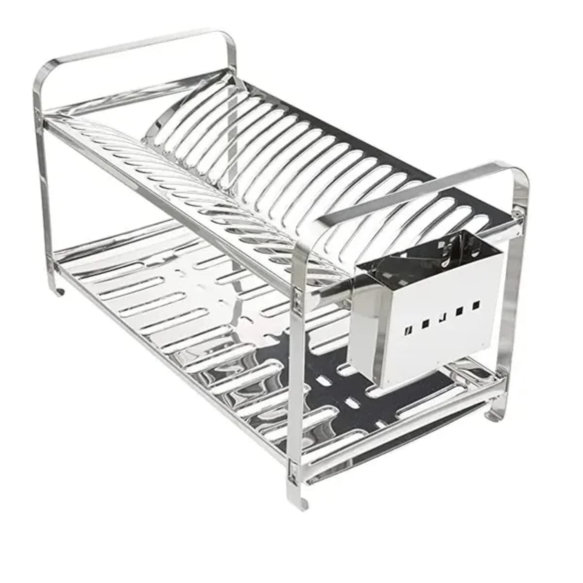 Escorredor Mak Inox Aço Inox 20 Pratos Porta Talheres Aço Inox