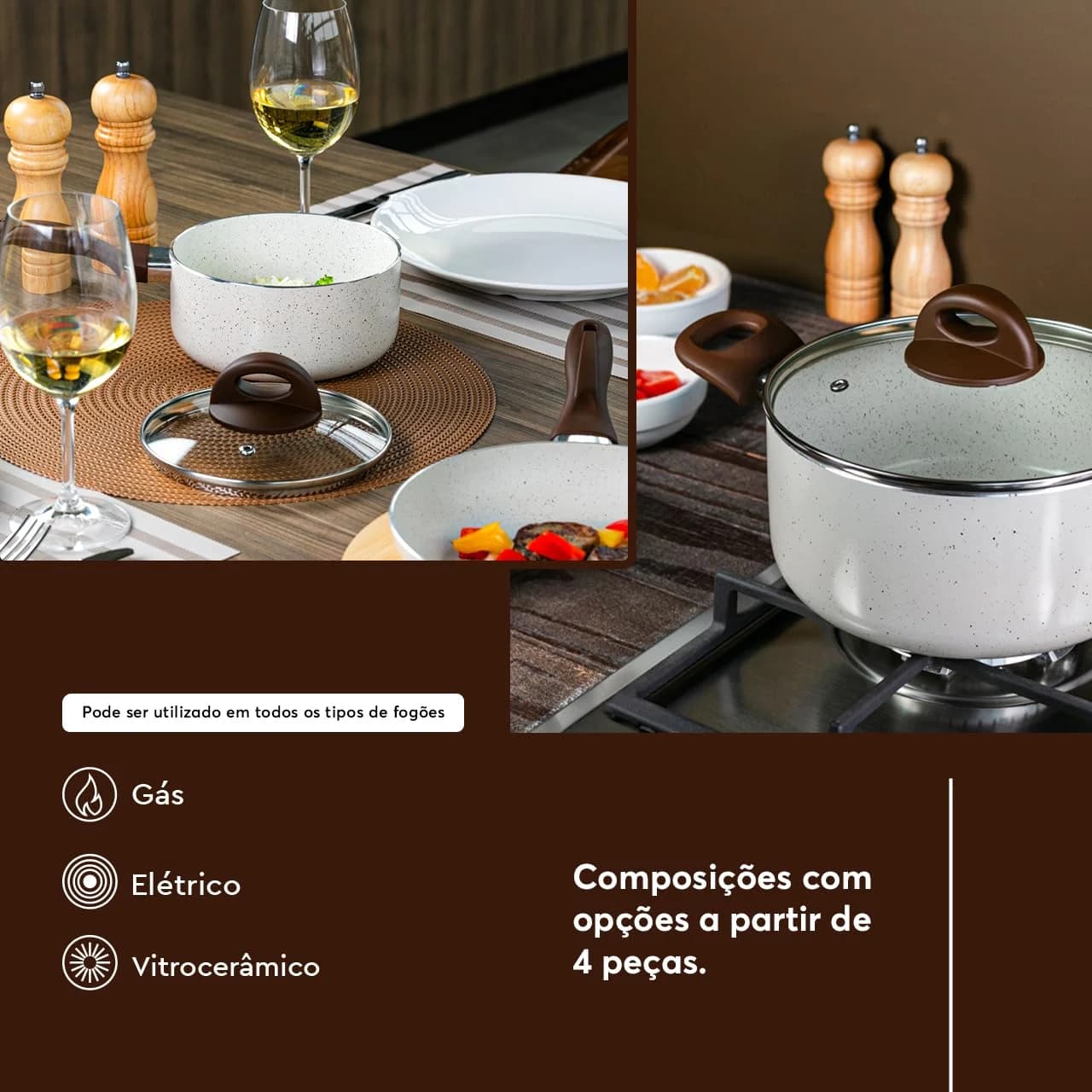 Brinox - Jogo de Panelas Antiaderente Ceramic Life 6 Peças Smart Plus