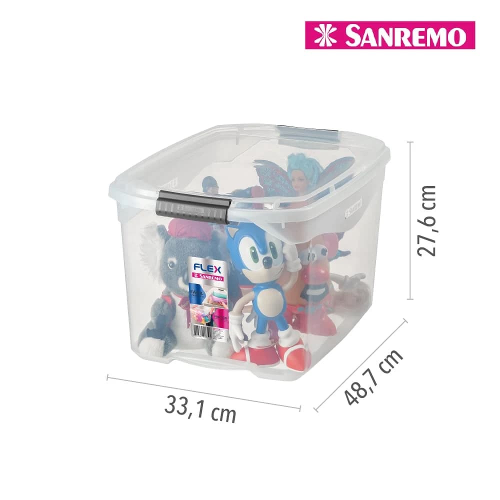 Sanremo - Caixa Organizadora Plástica de 29 Litros, Linha Flex