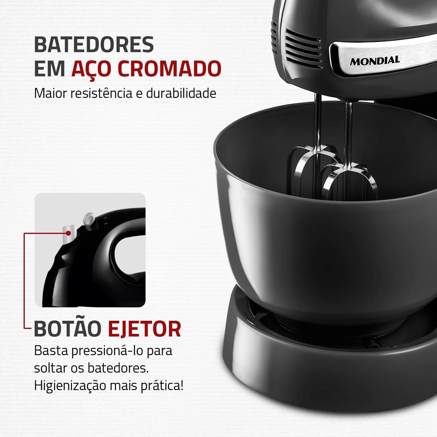 Batedeira Bella Massa, Mondial, Preto/Inox, 500W, 110V - B-23 NP