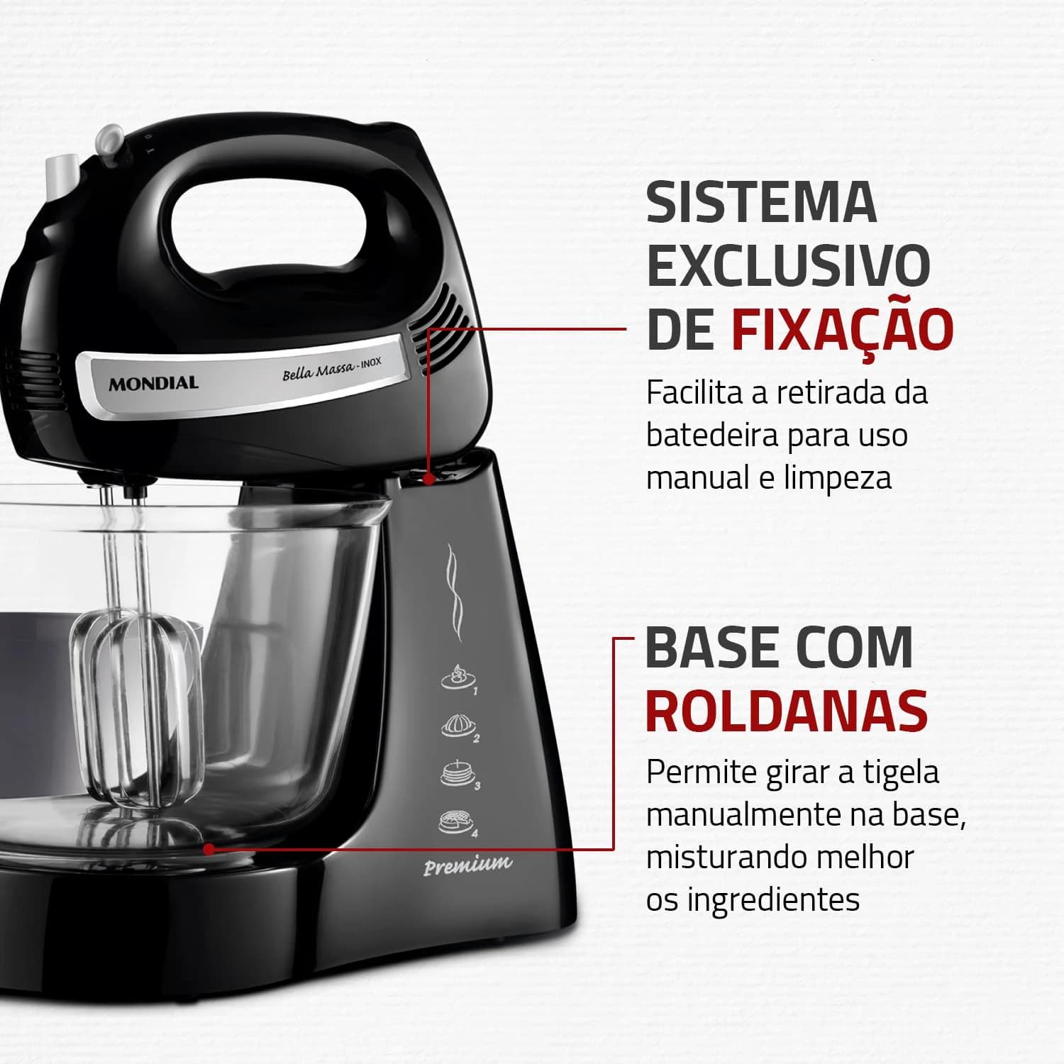Batedeira Bella Massa, Mondial, Preto/Inox, 500W, 110V - B-23 NP