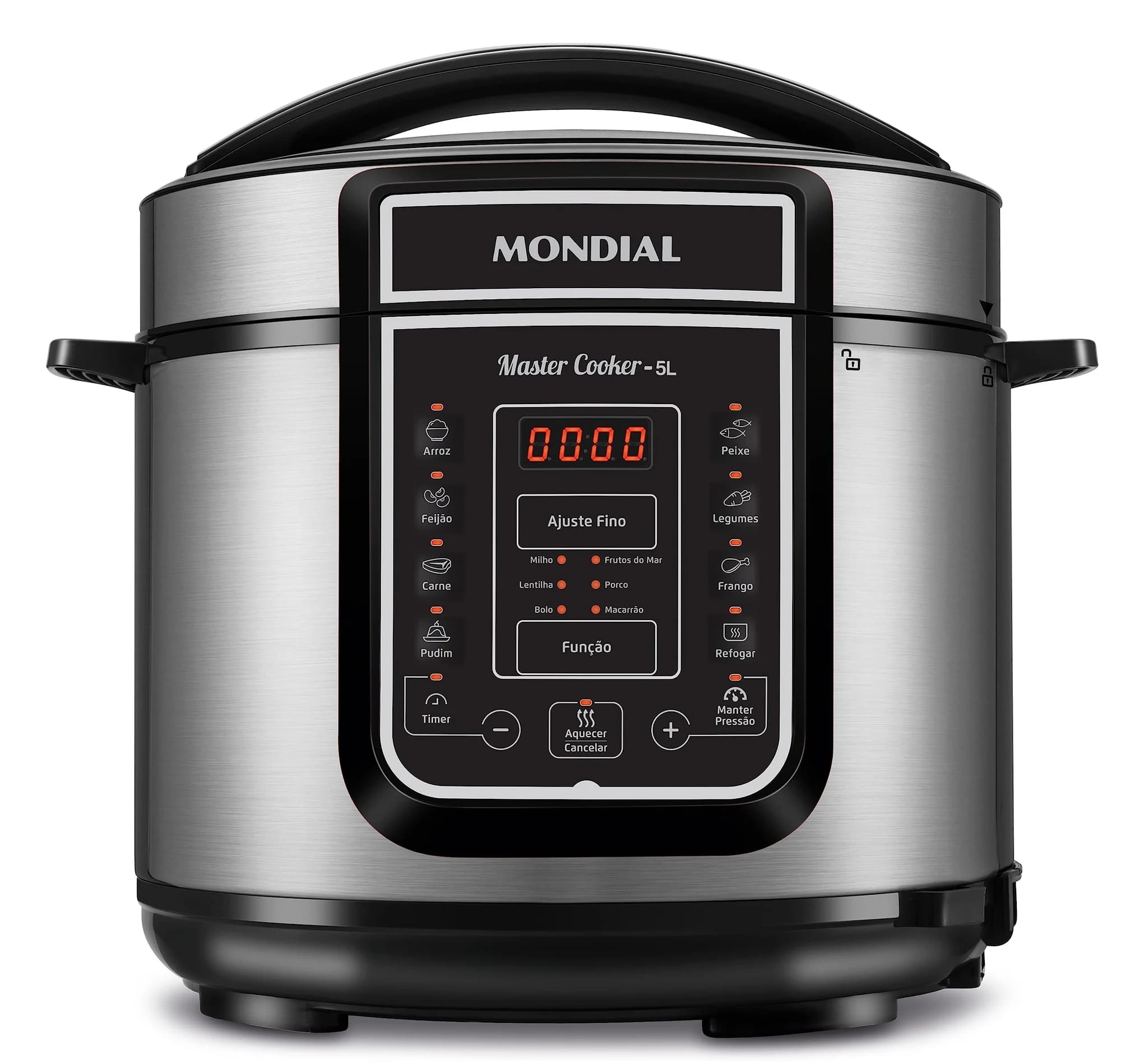 MONDIAL Panela de Pressão Elétrica Digital 5L, Preto/Inox, 900W, 110V