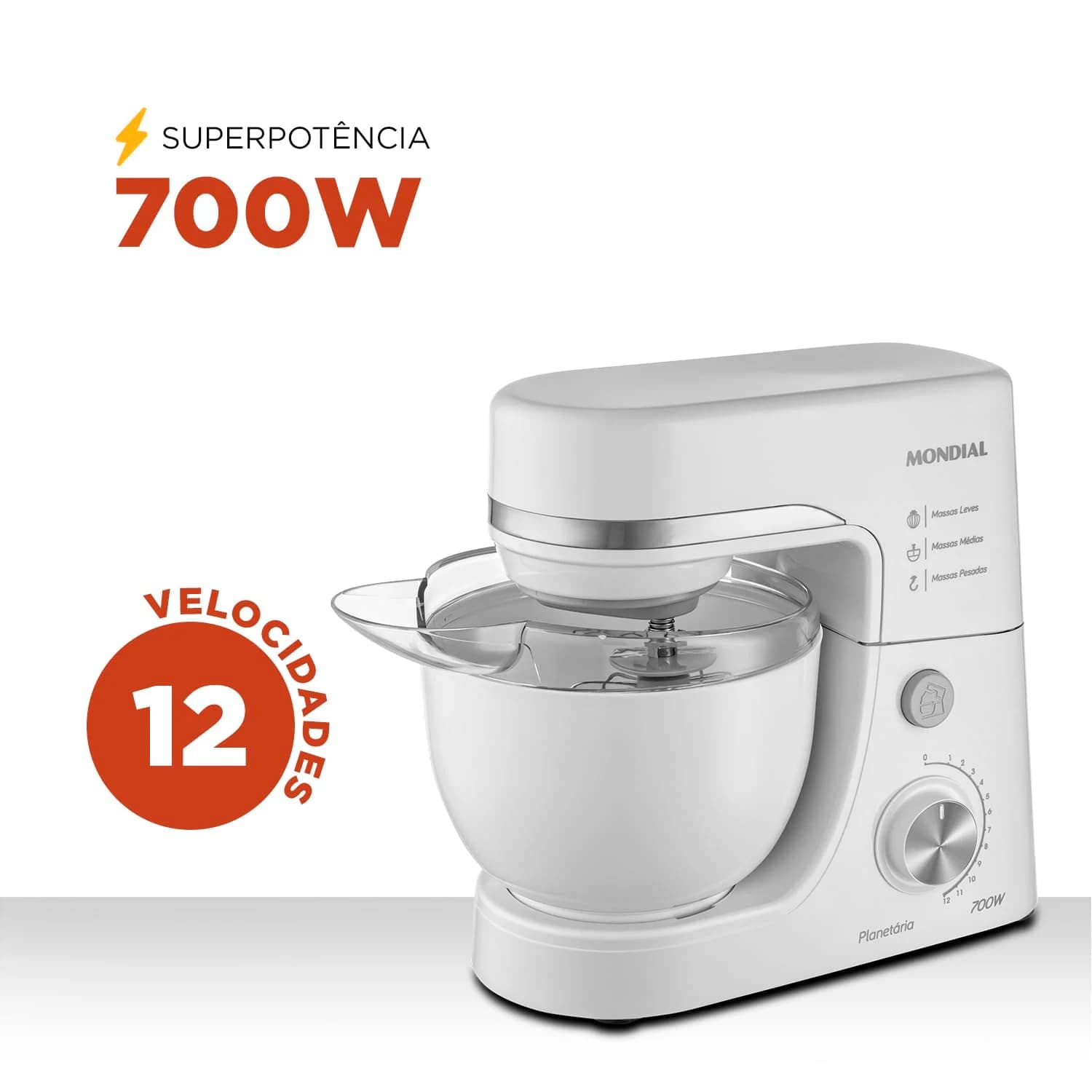 Batedeira Planetária, Mondial, Branco, 700W, 110V - BP-03-W
