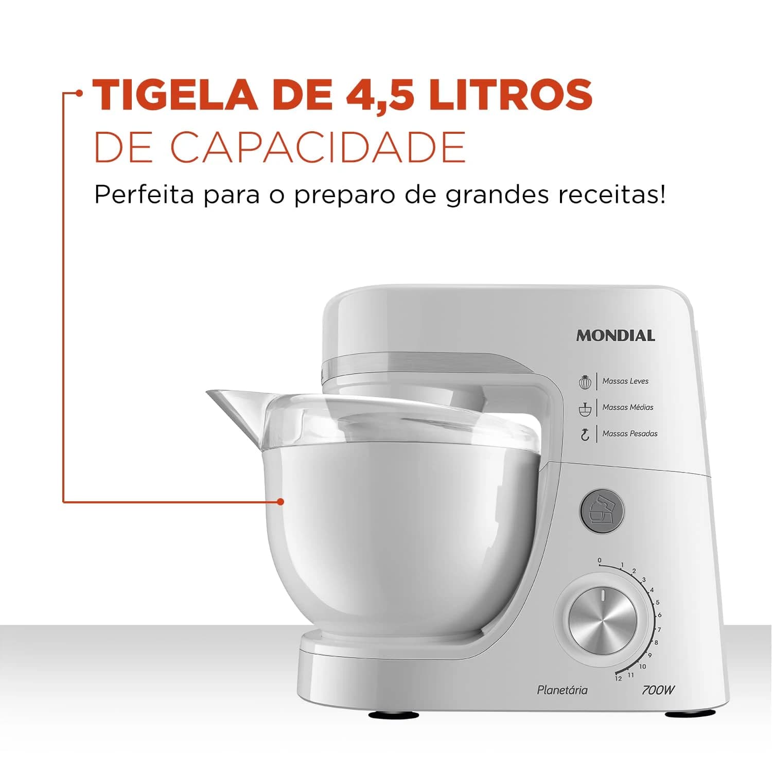 Batedeira Planetária, Mondial, Branco, 700W, 110V - BP-03-W