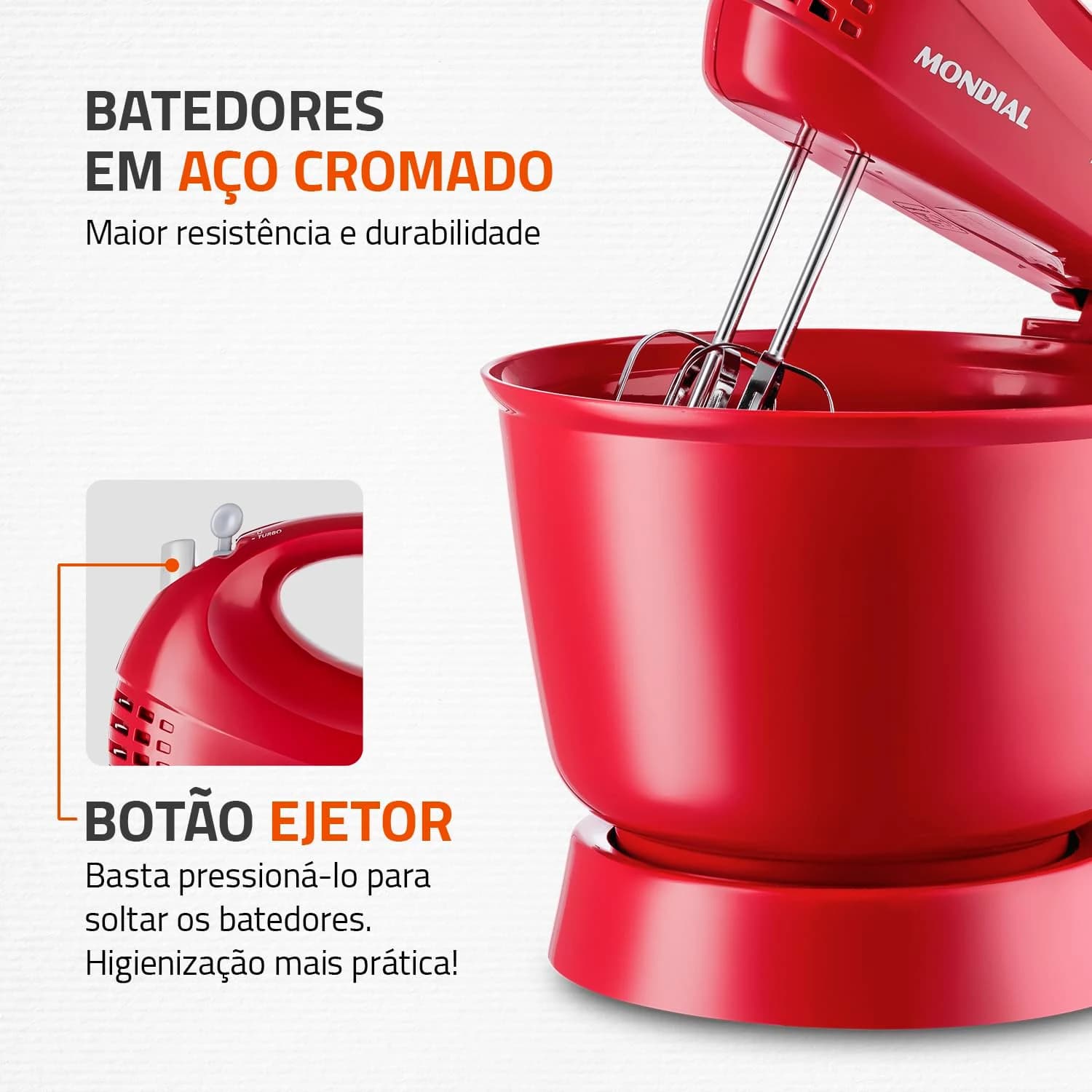 MONDIAL Batedeira Power Prática, Vermelho, 400W, 110V - B-44-R
