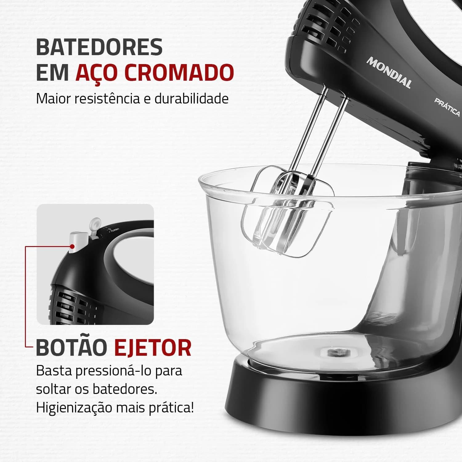 MONDIAL Batedeira Prática Due, Preto, 400W, 110V - B-45-B