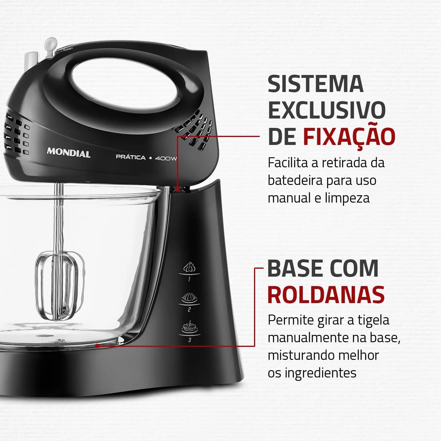 MONDIAL Batedeira Prática Due, Preto, 400W, 110V - B-45-B