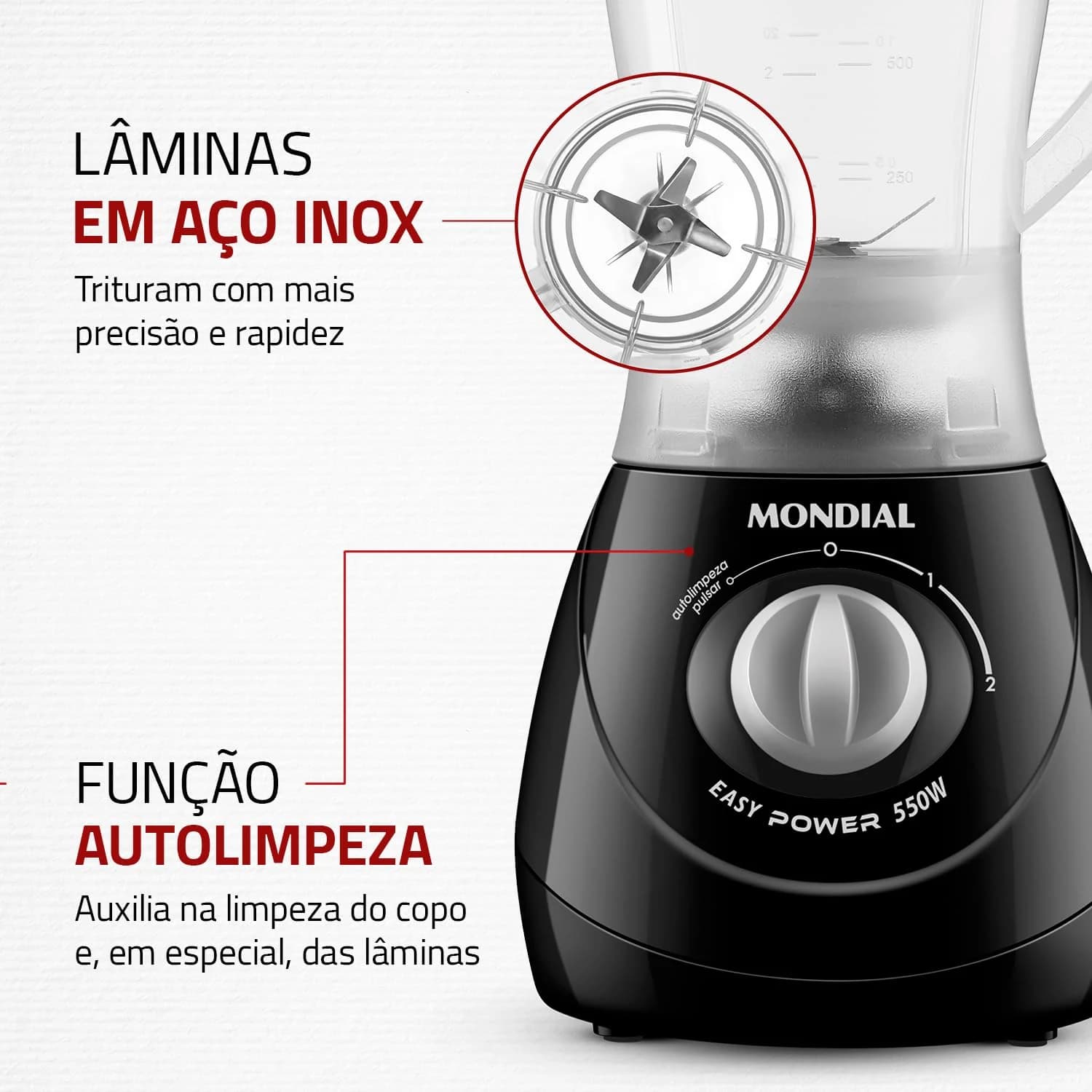 MONDIAL Liquidificador Easy Power, Preto, 550W, 110V - L-550-B