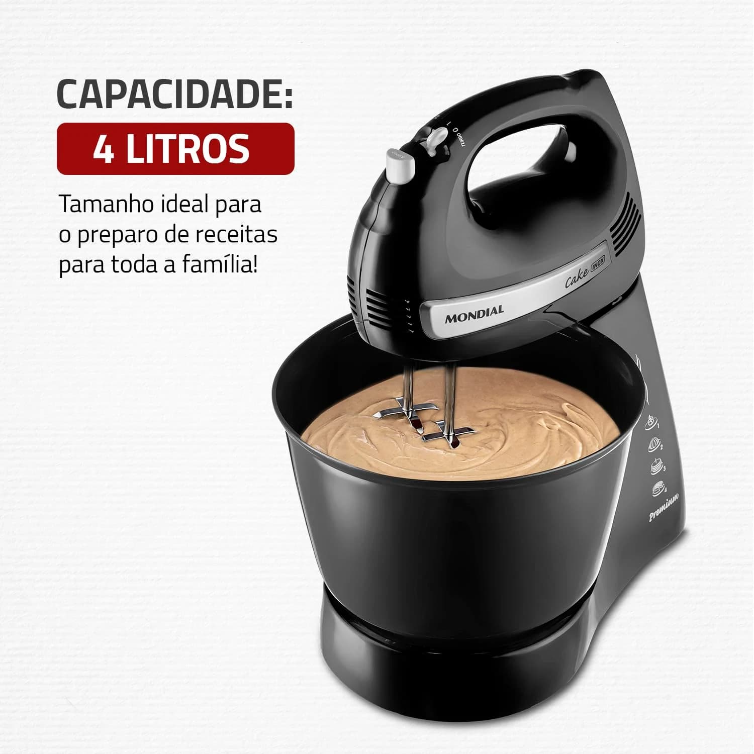 MONDIAL Batedeira Cake Premium, Preto, 500W, 110V - B-50-B