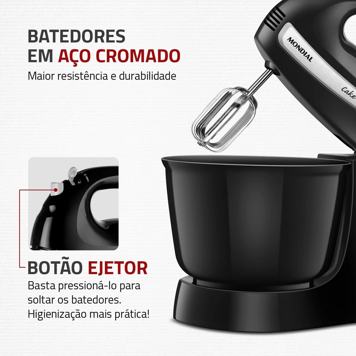 MONDIAL Batedeira Cake Premium, Preto, 500W, 110V - B-50-B