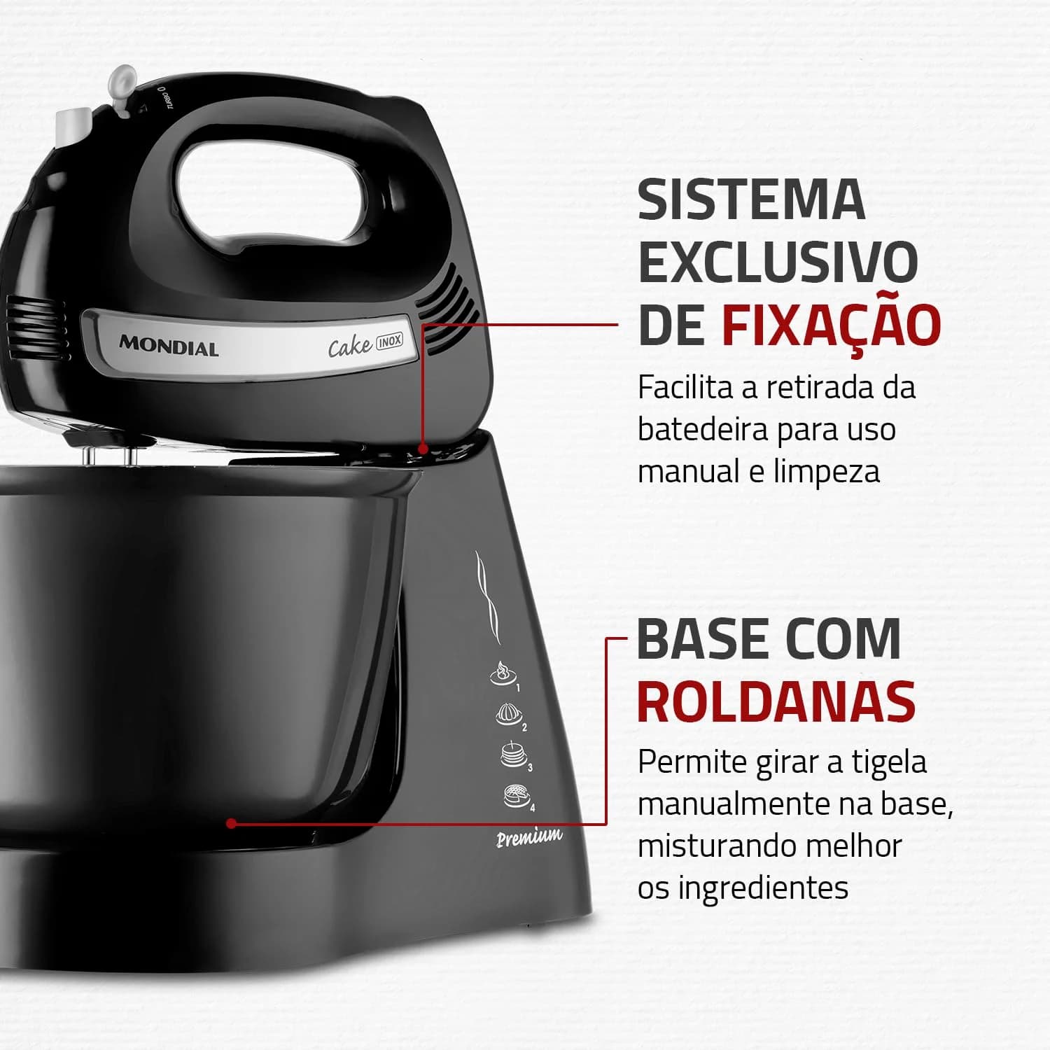 MONDIAL Batedeira Cake Premium, Preto, 500W, 110V - B-50-B