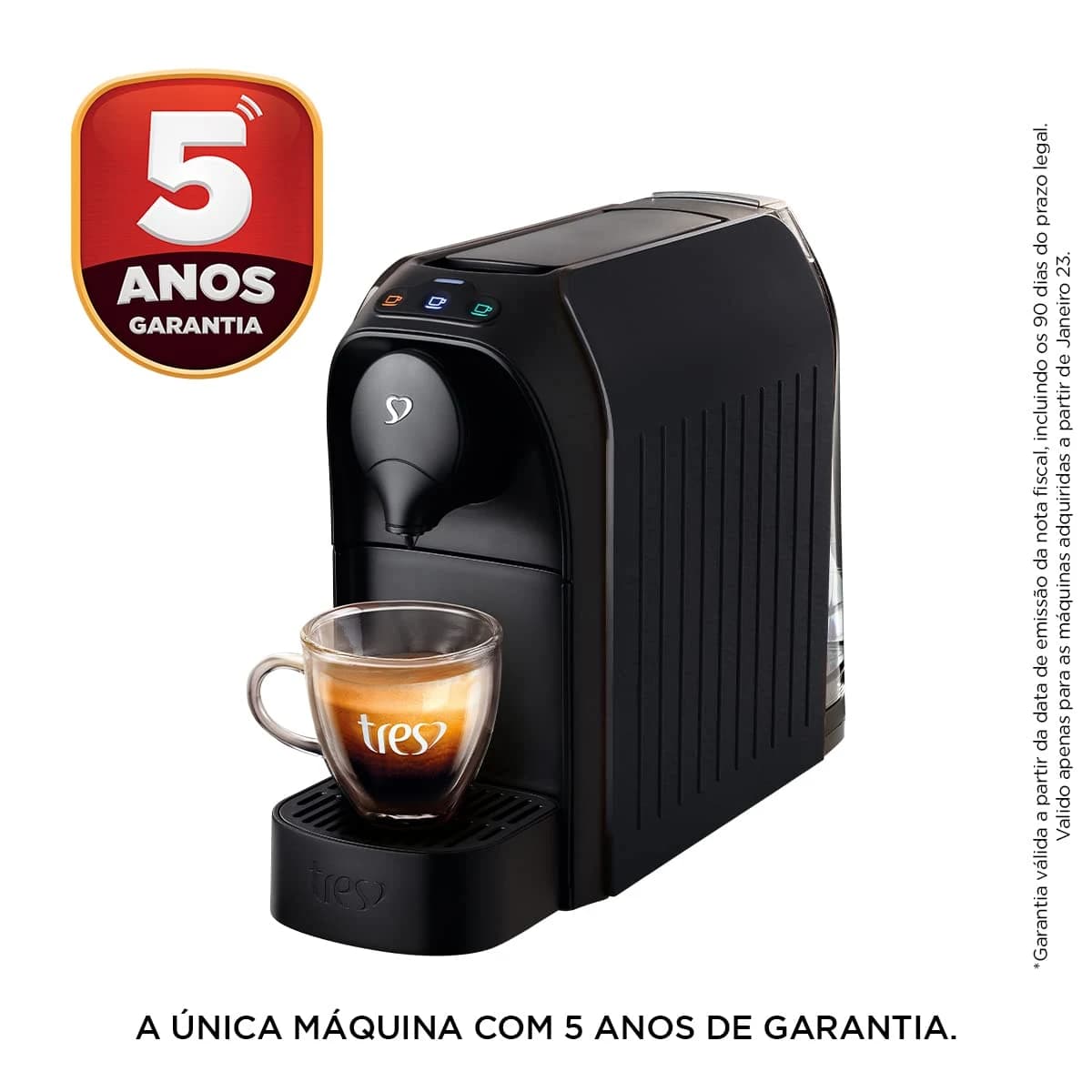 3 Corações TRES Cafeteira Espresso e Multibebida Passione Preta - 220V