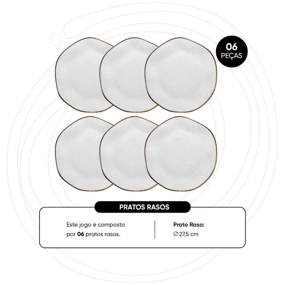 Oxford Conjunto de 6 Pratos Rasos 27,5cm Ryo Maresia