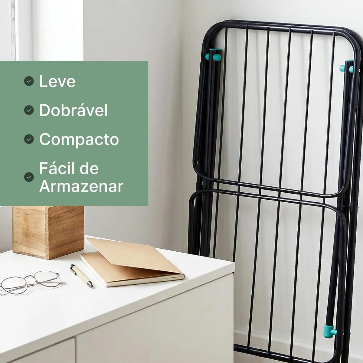 Varal de chão Dobravel em Aço Reforçado Slim com Abas Retrátil Não