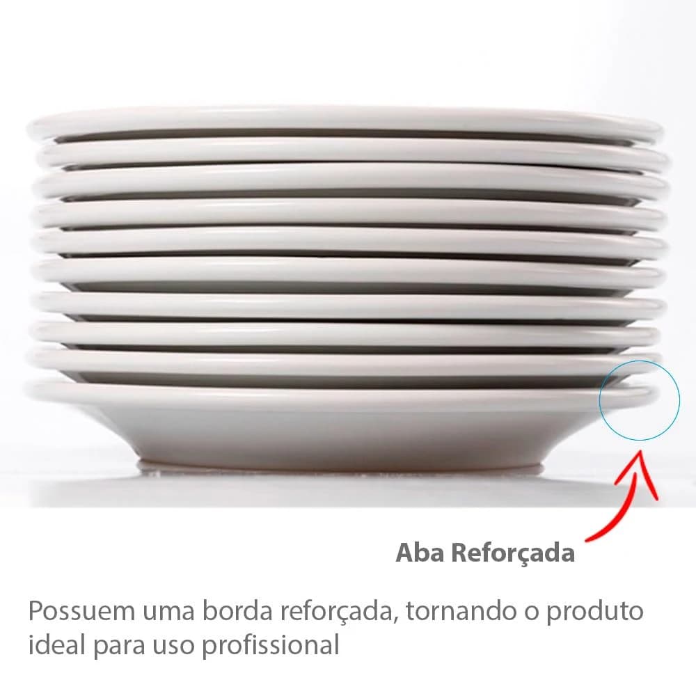 Jogo 12 Pratos Rasos Grandes 27cm Porcelana Profissional Compatível