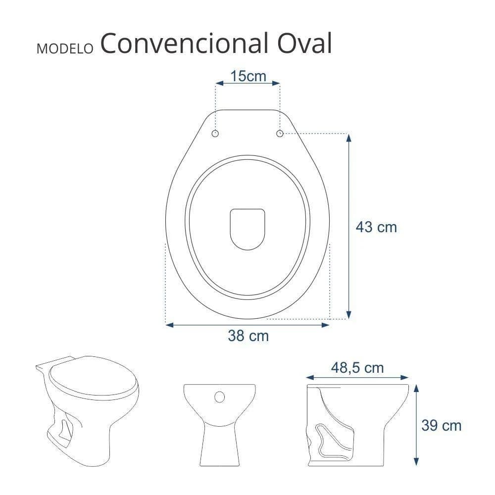 Assento Sanitário Convencional Oval Universal Branco para vasos Deca