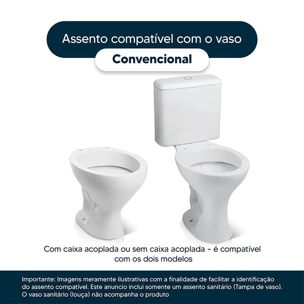 Assento Sanitário Convencional Oval Universal Branco para vasos Deca