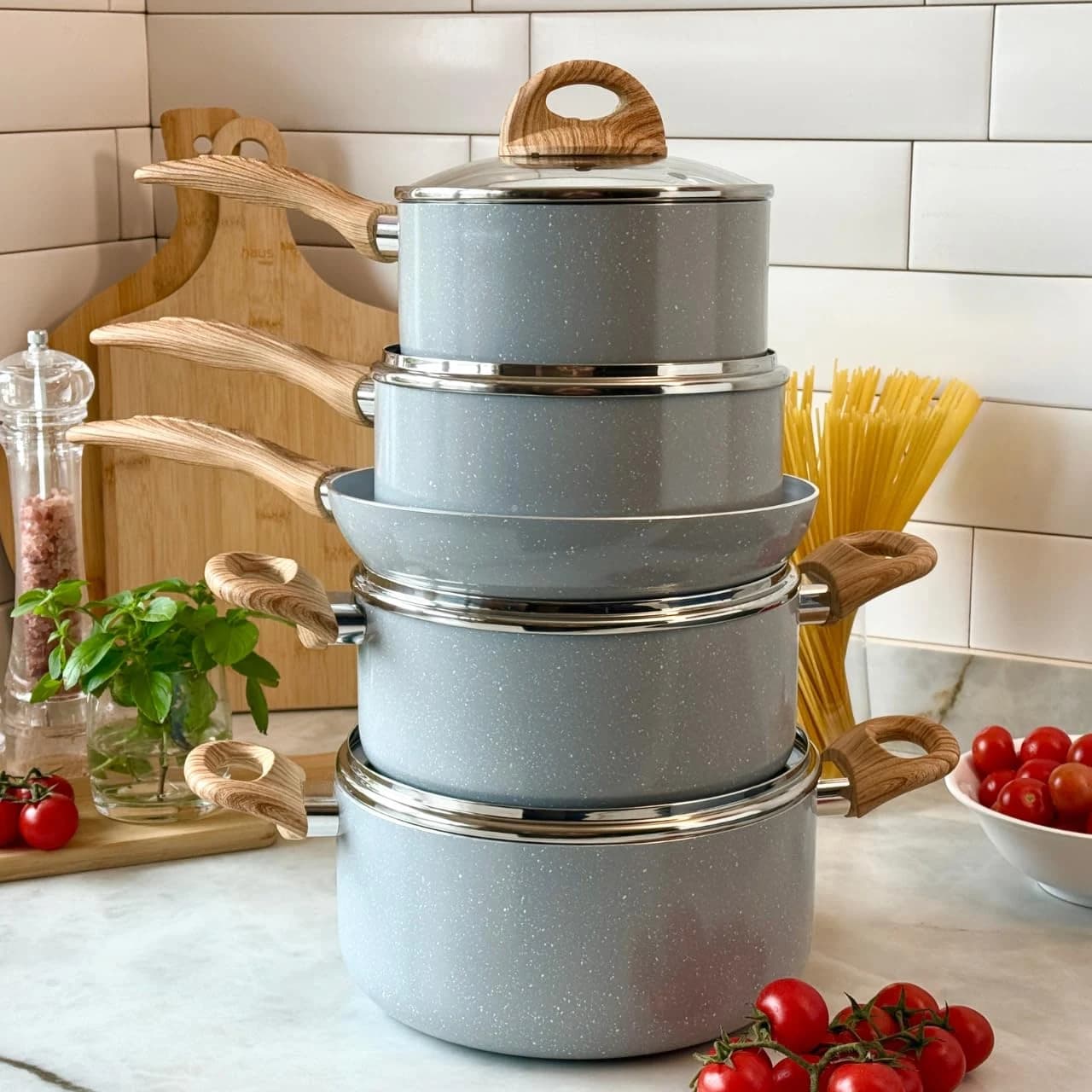 Brinox - Jogo de Panelas Ceramic Life 5 Peças Smart Plus com Fundo de