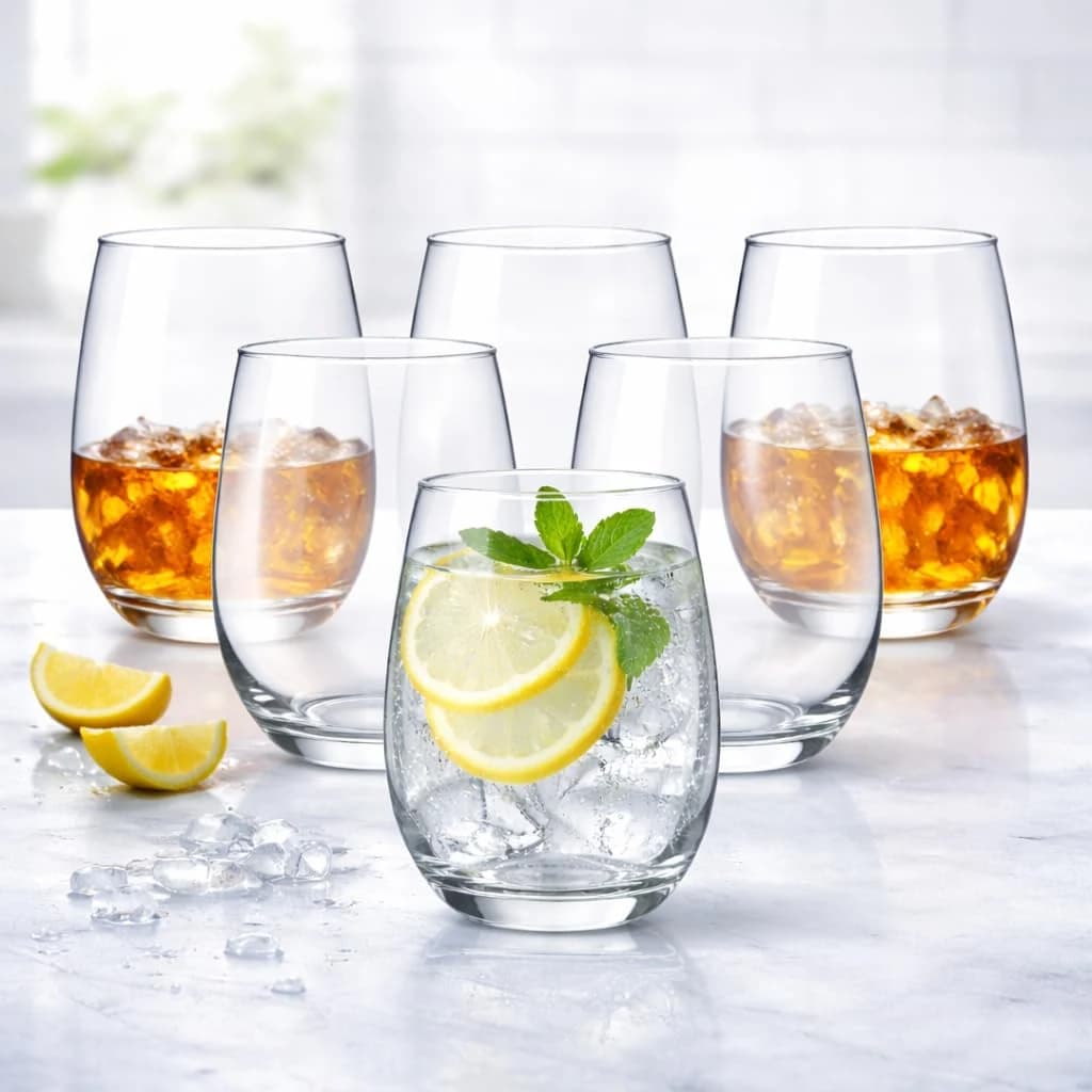 Jogo com 6 Copos de Vidro 475ml Tipo Balão Transparentes – Copos Grandes