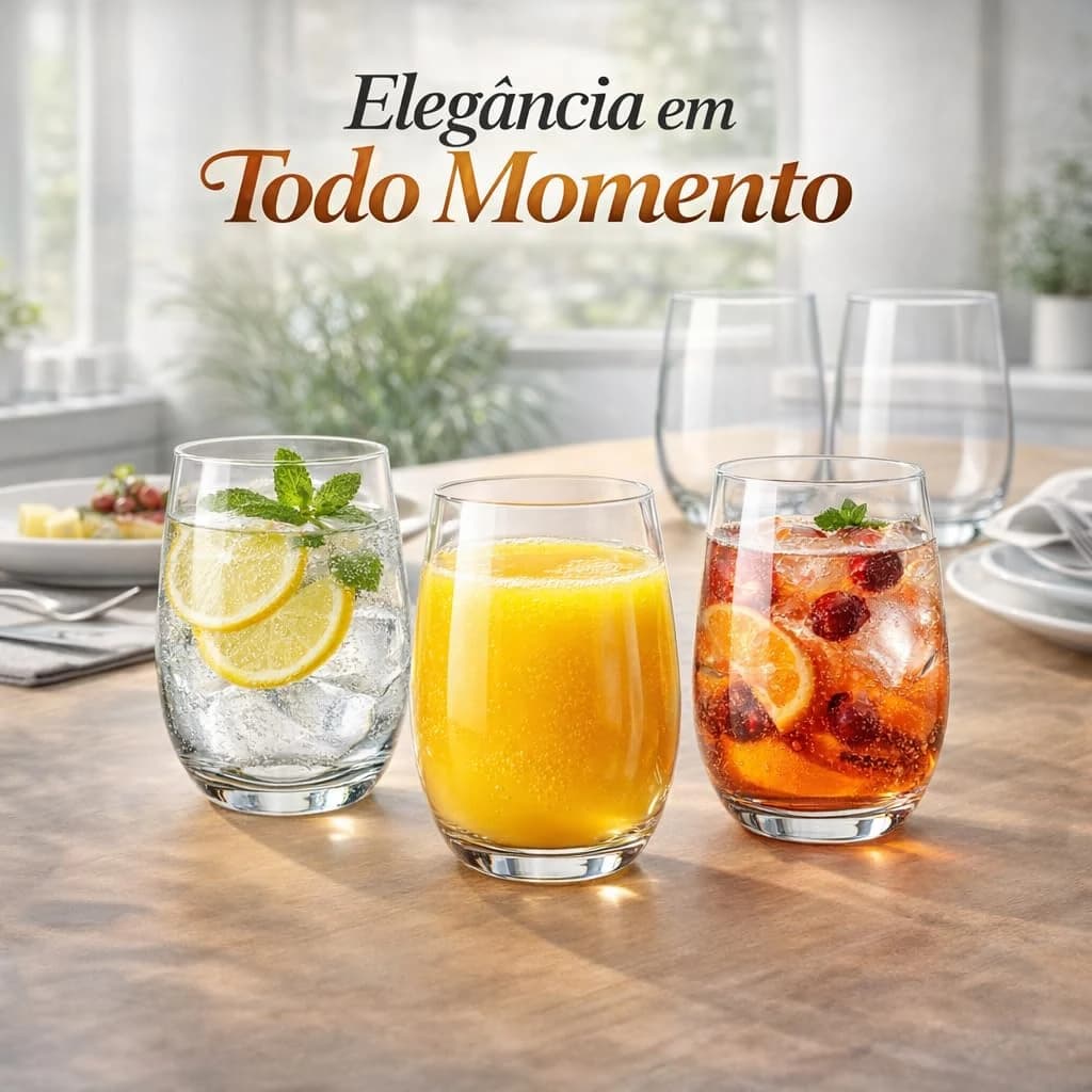 Jogo com 6 Copos de Vidro 475ml Tipo Balão Transparentes – Copos Grandes