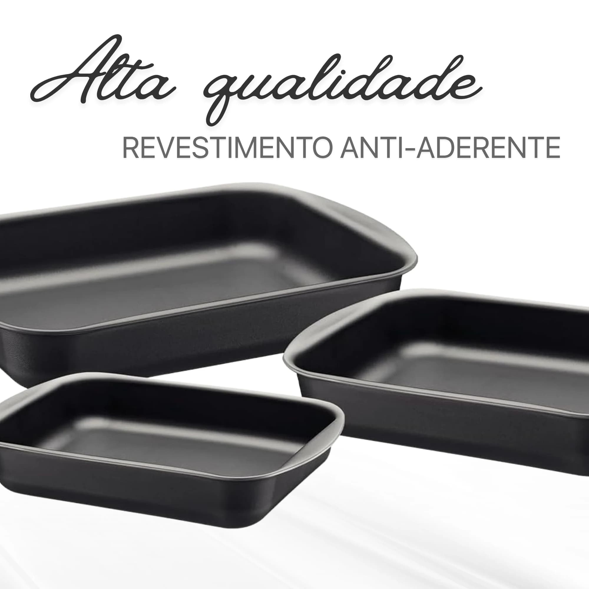 Assadeira - Jogo de Assadeiras de Alumínio com 3 Peças Revestimento