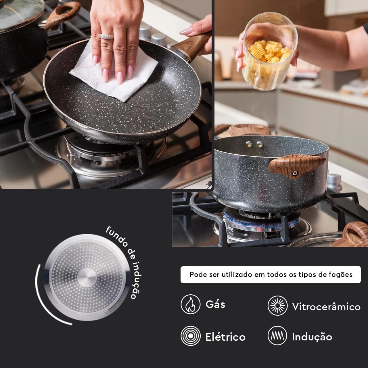 Brinox - Jogo de Panelas Antiaderente Ceramic Life 5 Peças com Fundo de