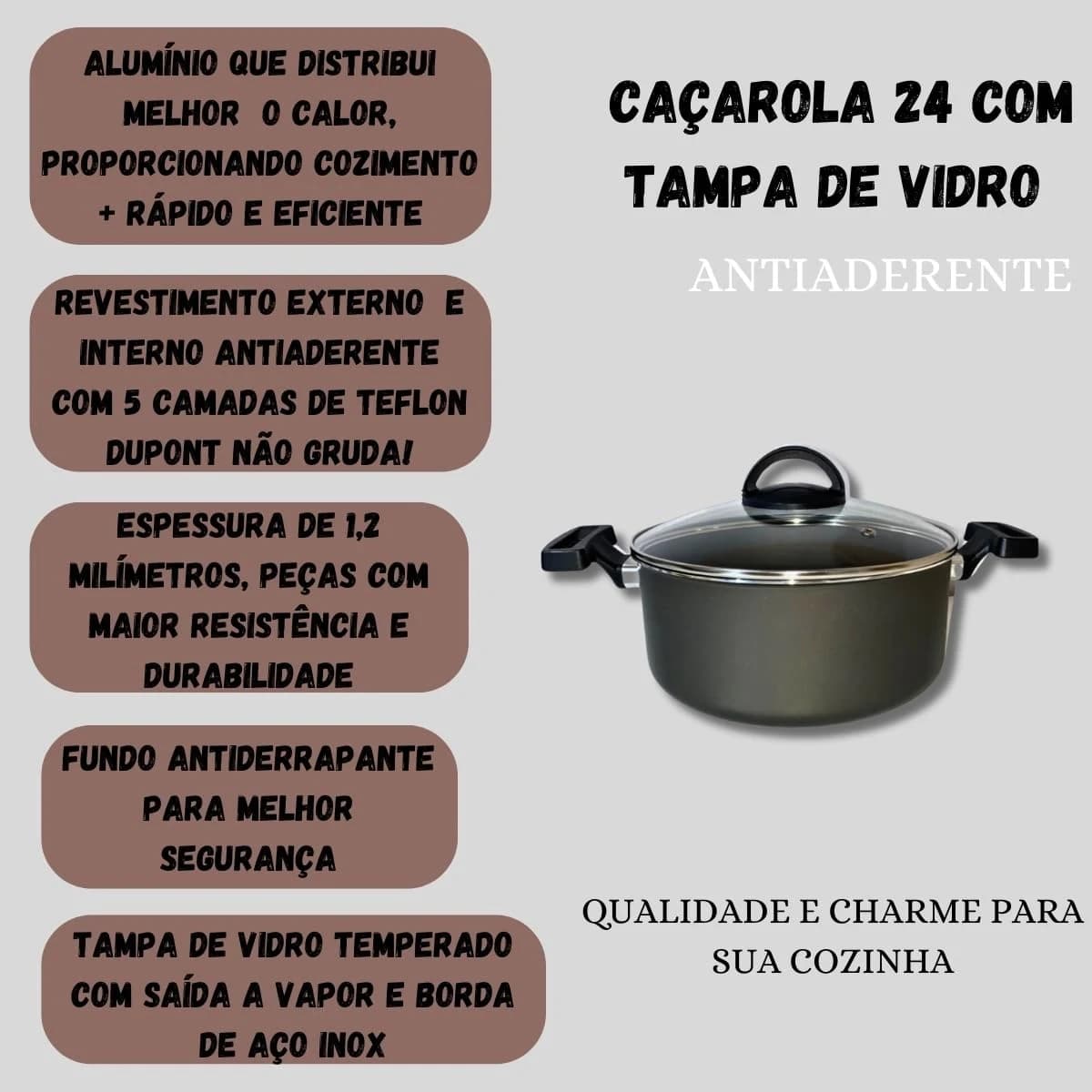 Caçarola Plus Grande N24cm Antiaderente (Grafite Black)