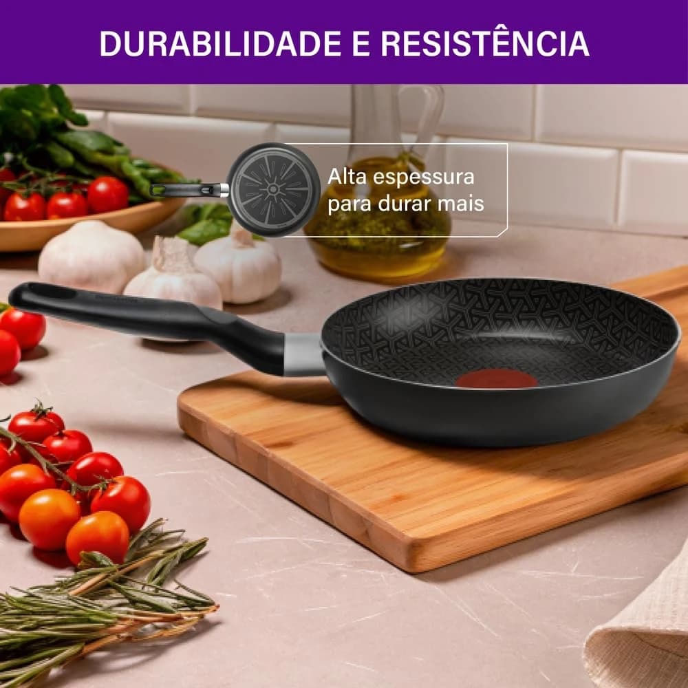 Frigideira Rochedo Robusta Grafite 20cm com Antiaderente Resist 3X