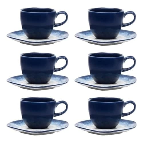 Oxford Conjunto Com Xícaras De Chá Com Pires 220ml 06 Peças Ryo Galápagos