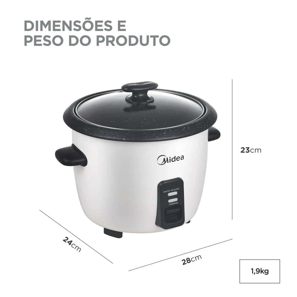 Panela de Arroz Elétrica 2,5L Branca Midea