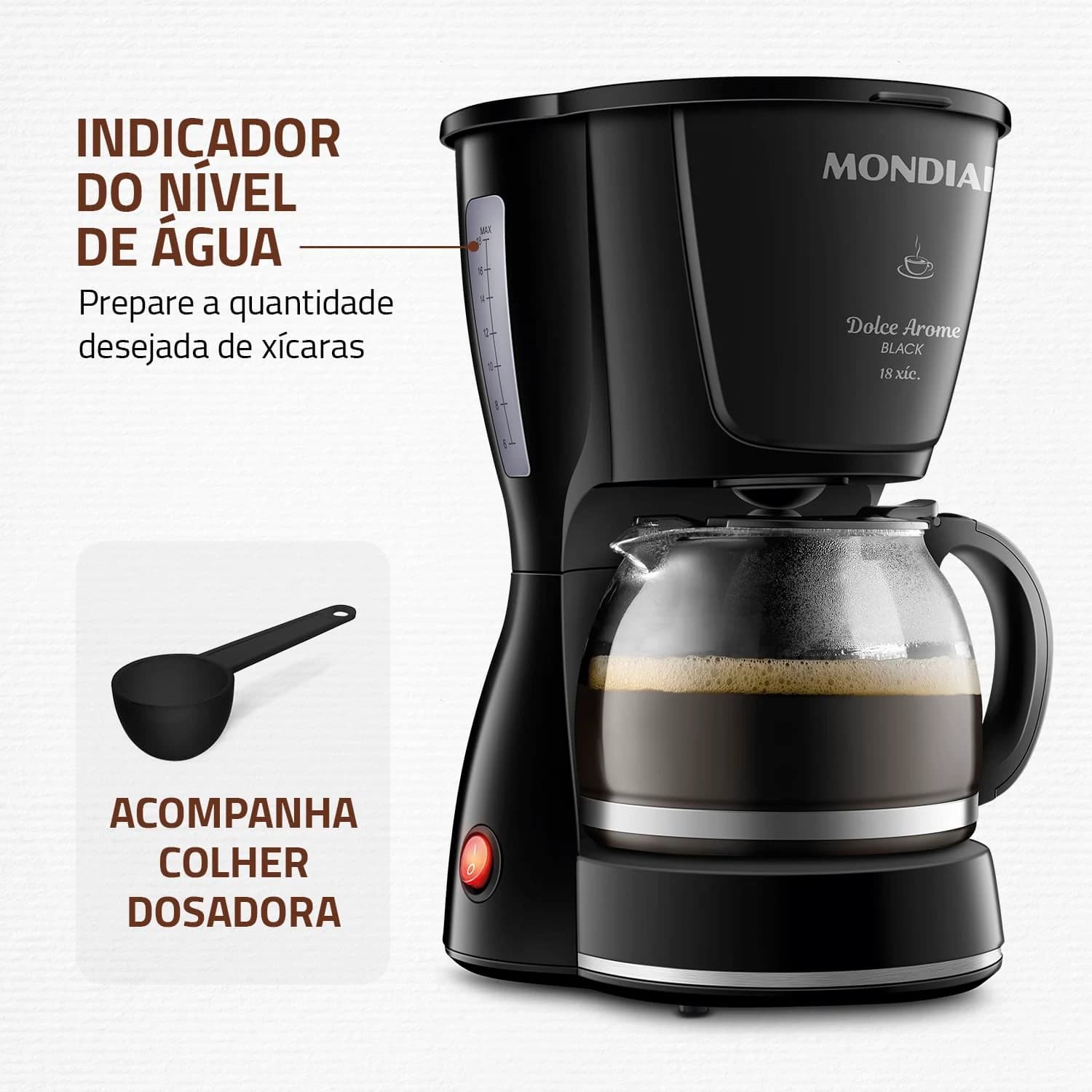 MONDIAL Cafeteira Elétrica Dolce Arome, Preto, 550W, 220V - C-30-18X-FB