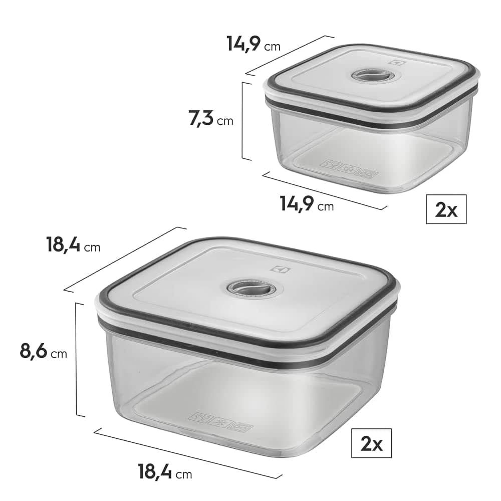 Electrolux Kit 12 Potes Herméticos de Plástico Retangulares, Multiuso