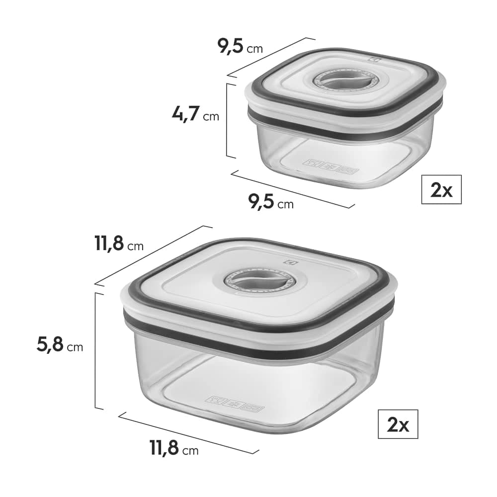 Electrolux Kit 12 Potes Herméticos de Plástico Retangulares, Multiuso