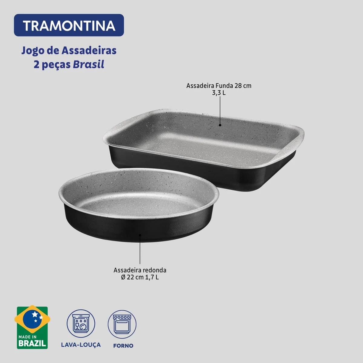 Jogo de Assadeiras Tramontina Brasil em Alumínio com Revestimento Interno