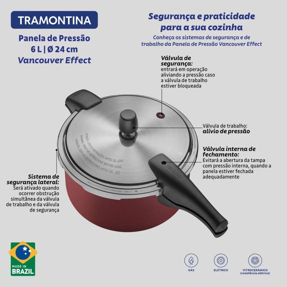 Panela de Pressão Tramontina Vancouver Effect em Alumínio com