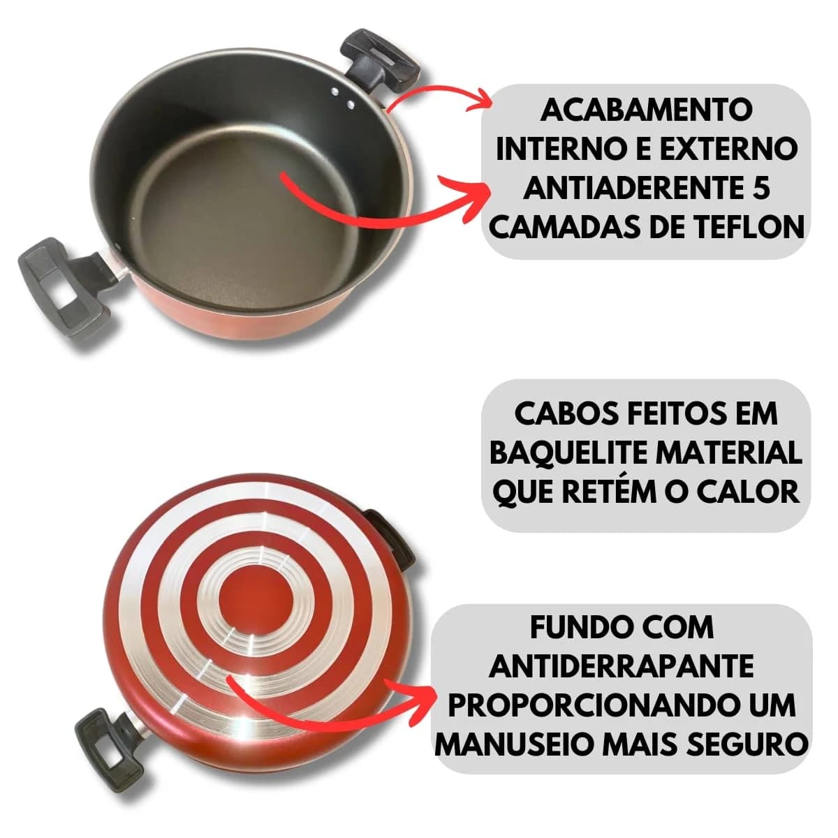 Caçarola Plus Grande N24cm Antiaderente (Vermelho)