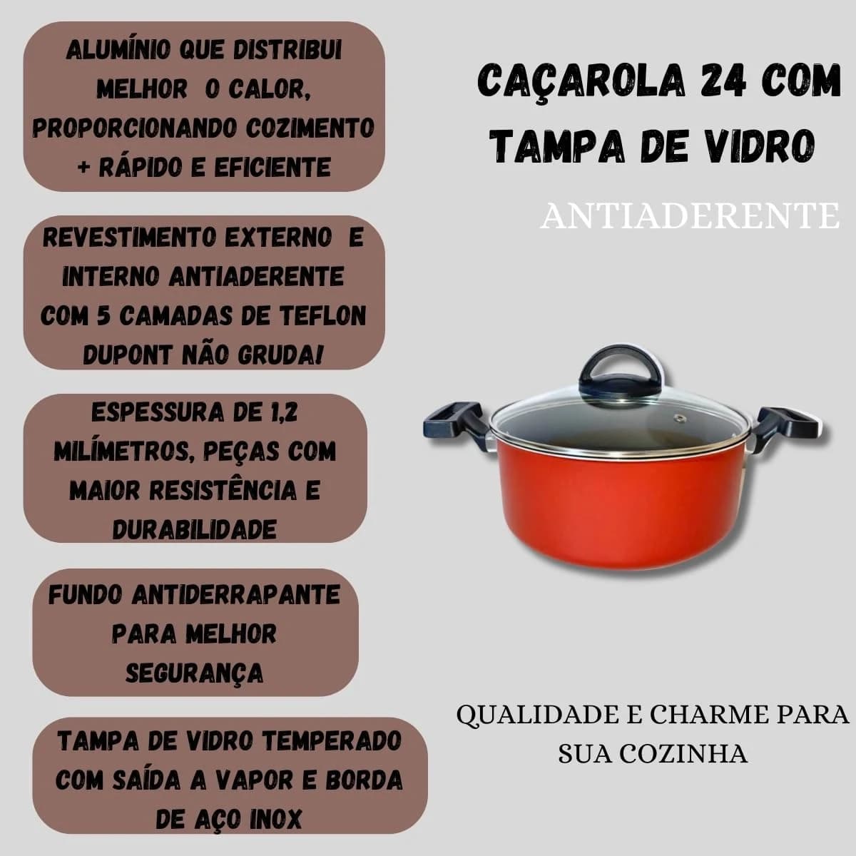 Caçarola Plus Grande N24cm Antiaderente (Vermelho)