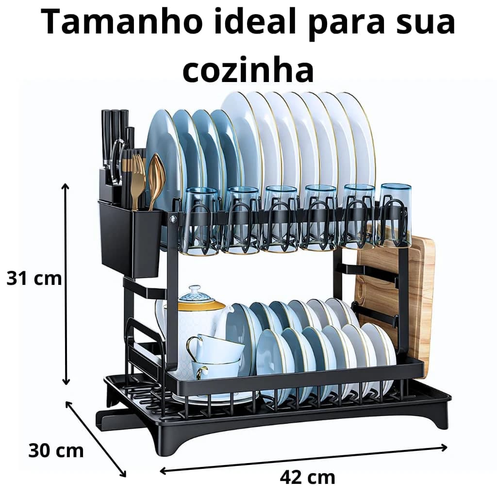 Escorredor de Louça Completo em Aço Carbono Organizador Escorredor de