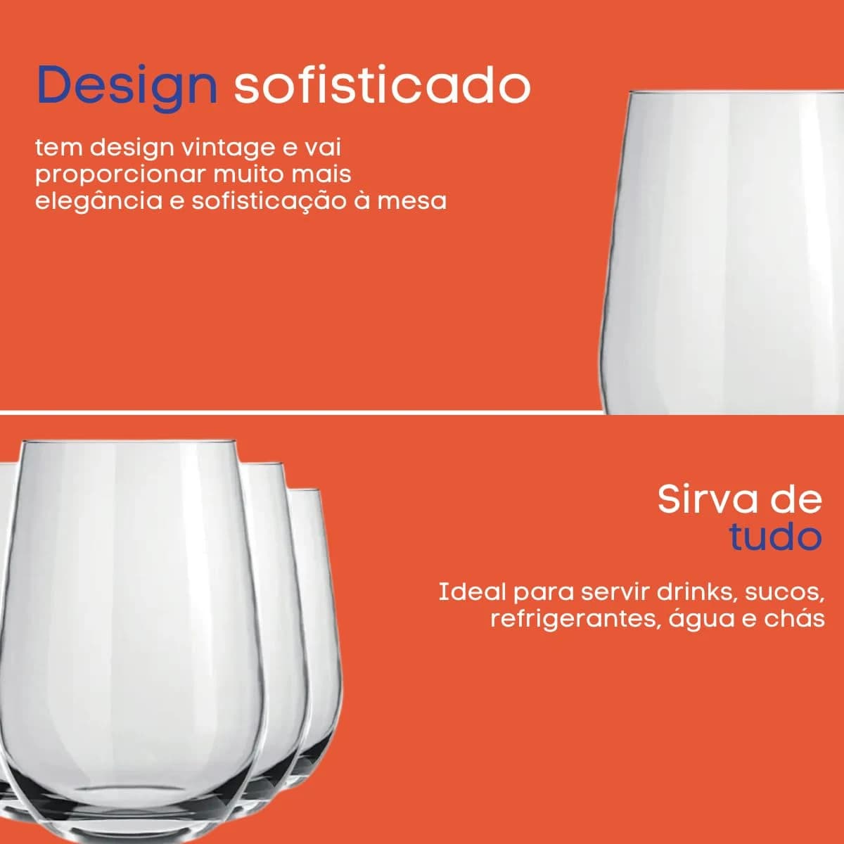 Presente Casamento Kit 06 Copos vidro Dubai Nadir Figueiredo reforçado