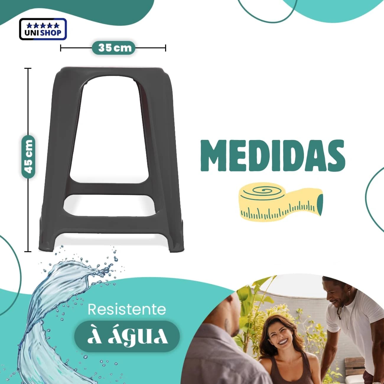 Kit 2 Bancos Banqueta Banquinho de Plástico Reforçado Suporta Até 120kg
